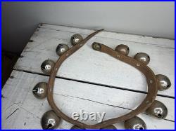 Antique Sleigh Bells, Vintage Jingle Bells, Brass Horse Bells, Leather Bell Stra
