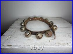 Antique Sleigh Bells, Vintage Jingle Bells, Brass Horse Bells, Leather Bell Stra