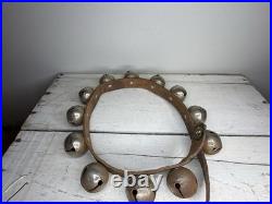 Antique Sleigh Bells, Vintage Jingle Bells, Brass Horse Bells, Leather Bell Stra