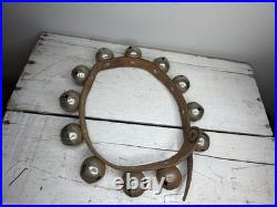 Antique Sleigh Bells, Vintage Jingle Bells, Brass Horse Bells, Leather Bell Stra