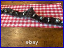 Antique Sleigh Bells on Leather Strap Early 1900's (18 Bells) (50 1/2 long)