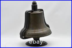 Antique Small Ship Solid Brass Bell On Metal Stand/Mount Missing Striker