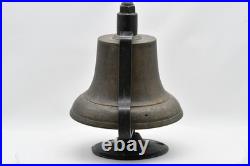 Antique Small Ship Solid Brass Bell On Metal Stand/Mount Missing Striker Antique Small Ship Solid Brass Bell On Metal Stand/Mount Missing Striker