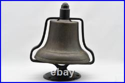 Antique Small Ship Solid Brass Bell On Metal Stand/Mount Missing Striker
