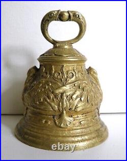 Antique Solid BRASS gilt Bell PELICAN