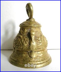 Antique Solid BRASS gilt Bell PELICAN