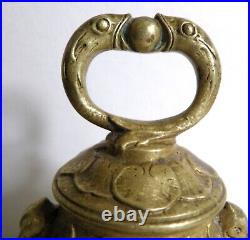 Antique Solid BRASS gilt Bell PELICAN