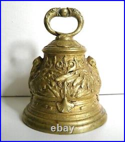 Antique Solid BRASS gilt Bell PELICAN