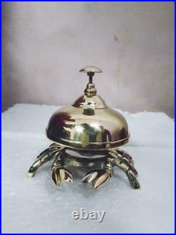 Antique Solid Brass Crab Front Desk Counter Bell Office Call Ringer Lot of 5
