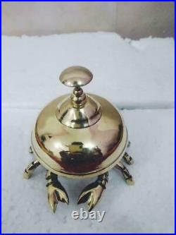 Antique Solid Brass Crab Front Desk Counter Bell Office Call Ringer Lot of 5