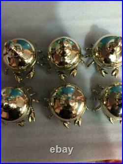 Antique Solid Brass Crab Front Desk Counter Bell Office Call Ringer Lot of 5