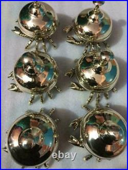 Antique Solid Brass Crab Front Desk Counter Bell Office Call Ringer Lot of 5