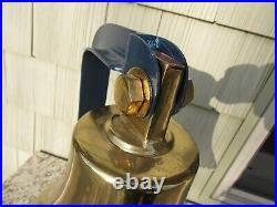 Antique Solid Brass Fire Engine Bell Mounted For Display Or Use 8 Diameter Exc