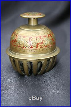 Antique Solid Brass Indian Elephant Bell Engraved Flower Pattern. 1900 1930s