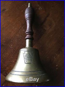 Antique Solid Brass PRR PENNSYLVANIA RAILROAD Conductors Hand Held Bell VINTAGE