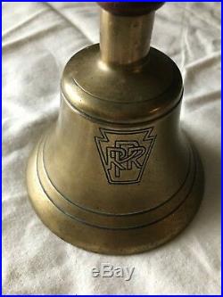 Antique Solid Brass PRR PENNSYLVANIA RAILROAD Conductors Hand Held Bell VINTAGE