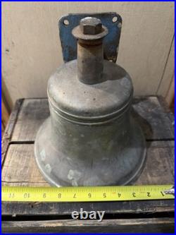 Antique Solid Brass Ship Bell 10 Nautical Maritime Salvage Wall Mt withClapper