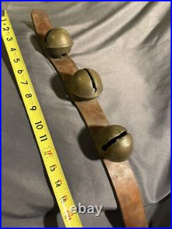 Antique String LARGE Oversized Bronze Sleigh Carriage Harness Bells