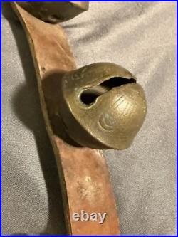 Antique String LARGE Oversized Bronze Sleigh Carriage Harness Bells
