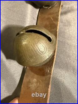 Antique String LARGE Oversized Bronze Sleigh Carriage Harness Bells