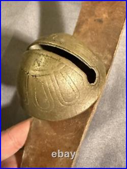 Antique String LARGE Oversized Bronze Sleigh Carriage Harness Bells