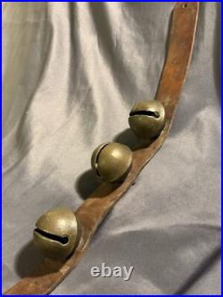 Antique String LARGE Oversized Bronze Sleigh Carriage Harness Bells