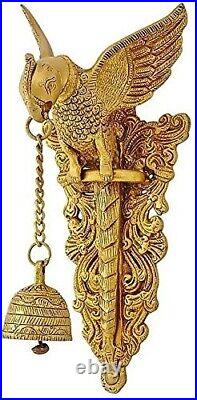 Antique Style Brass Big Parrot Wall Hanging Bell With Chain For Home Decor 10'