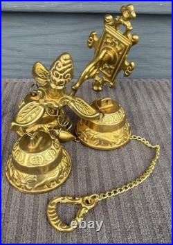 Antique Style Brass Triple Bell Storekeeper Doorbell Wall Mount With Animals 15