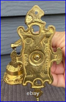 Antique Style Brass Triple Bell Storekeeper Doorbell Wall Mount With Animals 15