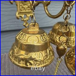 Antique Style Brass Triple Bell Storekeeper Doorbell Wall Mount With Animals 15