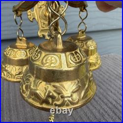 Antique Style Brass Triple Bell Storekeeper Doorbell Wall Mount With Animals 15