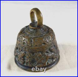 Antique Style Bronze Figural Bell with Evangelist Names Johannes and Mathevs