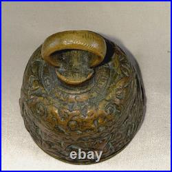 Antique Style Bronze Figural Bell with Evangelist Names Johannes and Mathevs