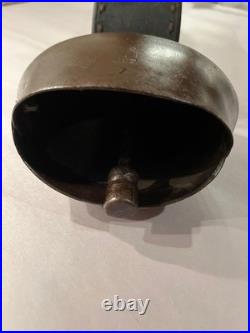 Antique Swiss Brass Large Cow Bell #70 With Leather Collar & Brass Buckle