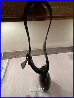 Antique Swiss Brass Large Cow Bell #70 With Leather Collar & Brass Buckle