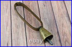 Antique Swiss Brass Ring Bell Cow Sheep Goat with leather strap Primitive Old