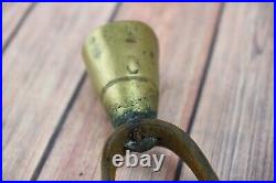 Antique Swiss Brass Ring Bell Cow Sheep Goat with leather strap Primitive Old