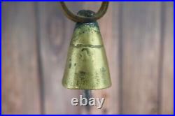 Antique Swiss Brass Ring Bell Cow Sheep Goat with leather strap Primitive Old