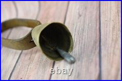 Antique Swiss Brass Ring Bell Cow Sheep Goat with leather strap Primitive Old