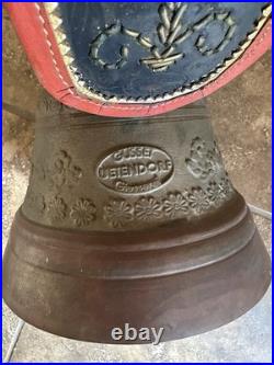 Antique Swiss Bronze Cowbell Glocken Gusset Uetendorf Leather Strap Vintage Bell