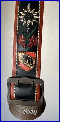 Antique Swiss Bronze Cowbell Glocken Gusset Uetendorf Leather Strap Vintage Bell