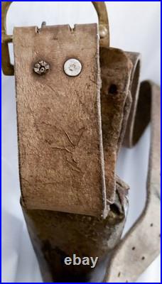 Antique Swiss Cow Bell Leather Strap Brass Alpine Trychel Farmhouse 7 Bell