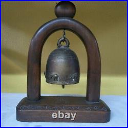 Antique Thai Bell with Holder Clapper Sound Temple Hanging Decor Collectible#3