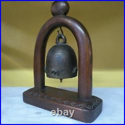 Antique Thai Bell with Holder Clapper Sound Temple Hanging Decor Collectible#3
