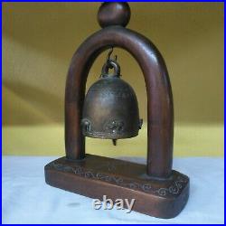 Antique Thai Bell with Holder Clapper Sound Temple Hanging Decor Collectible#3