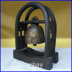 Antique Thai Bell with Holder Clapper Sound Temple Hanging Decor Collectible#4