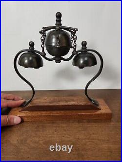 Antique Three Bell Horse Saddle Hames Carriage Chimes Bells