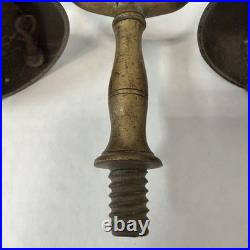 Antique Triple Bell Brass Handheld Signal Bell Industrial / Maritime Hardware