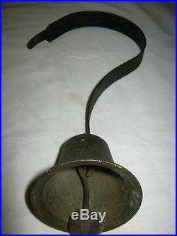 Antique USA Primitive Country General Store Hanging Spring Brass Iron Door Bell