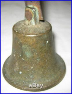 Antique USA Primitive Country General Store Hanging Spring Brass Iron Door Bell